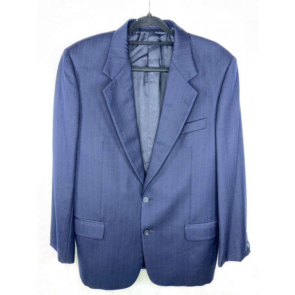Valentino Uomo Navy Blue Pinstripe Blazer‎ Made in Italy Neiman Marcus Mens Coat
